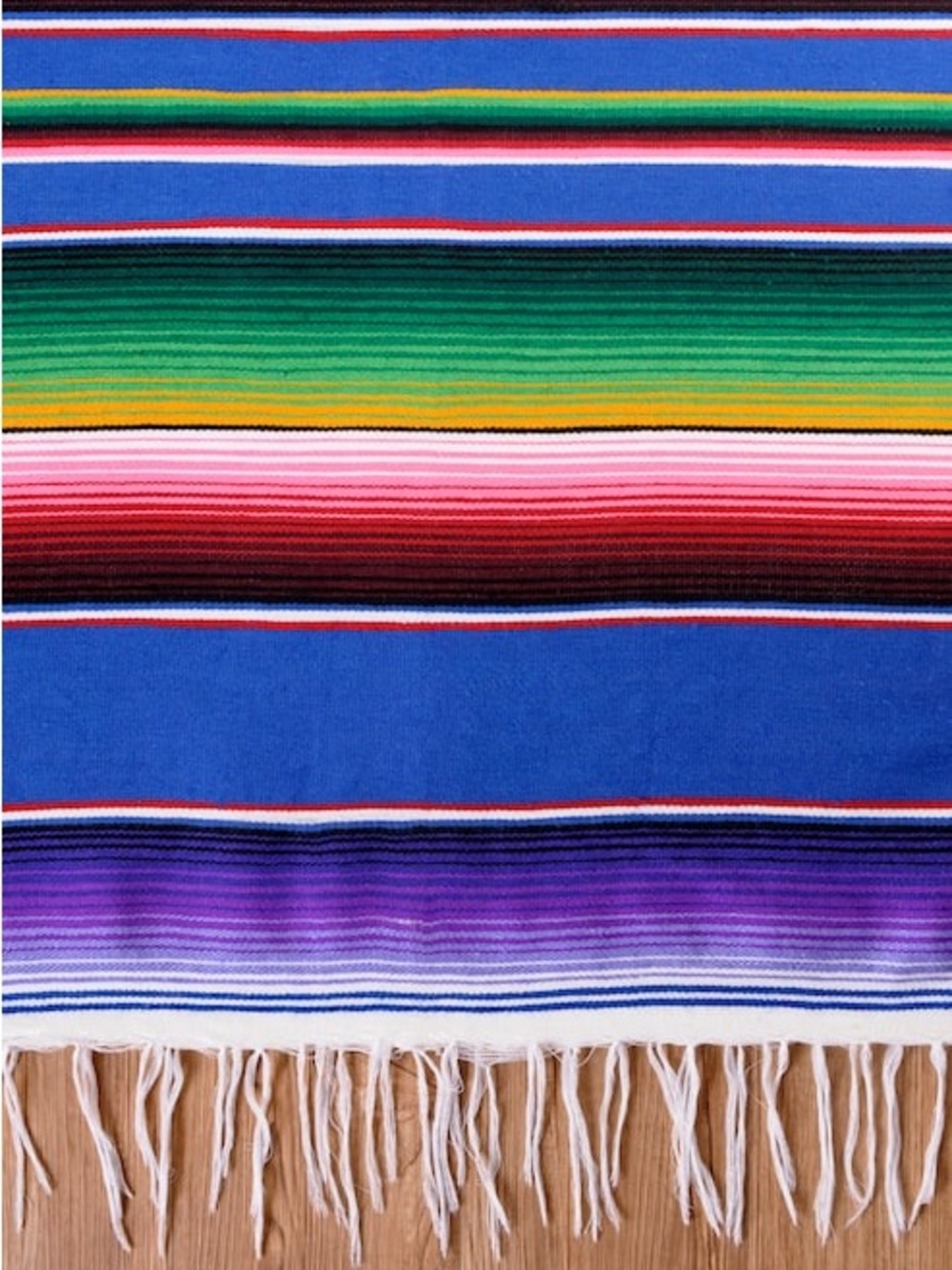 Traditional Mexican Multicolor Striped Blanket